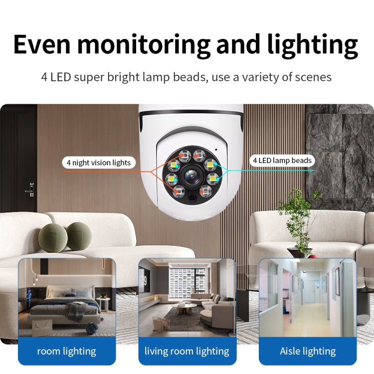 Camera bóng đèn HD 2MP A6 WiFi hỗ trợ phát hiện chuyển động/âm thanh hai chiều/tầm nhìn ban đêm/thẻ TF, Không kèm thẻ nhớ
