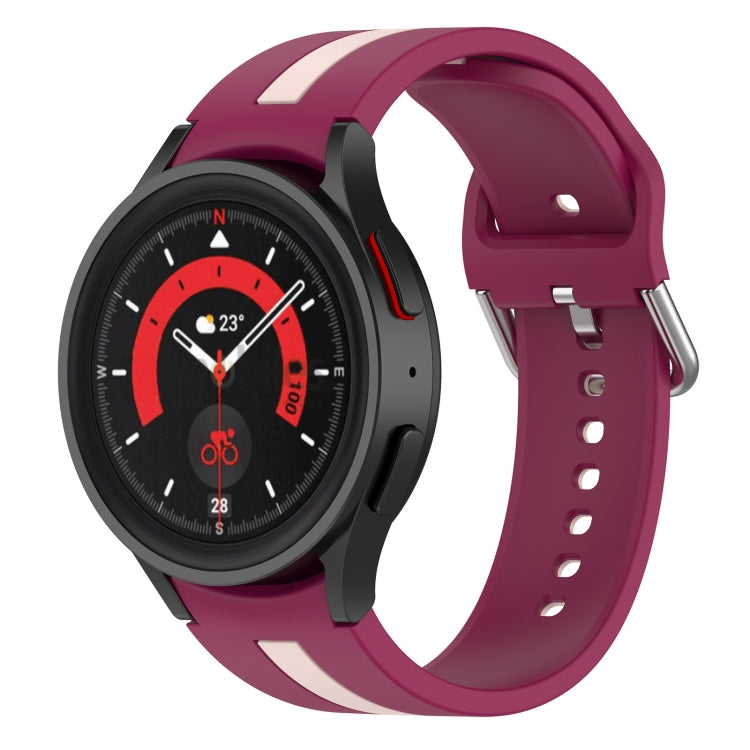 Dây đồng hồ silicone sọc hai màu, dành cho Samsung Galaxy Watch5 / Watch5 Pro