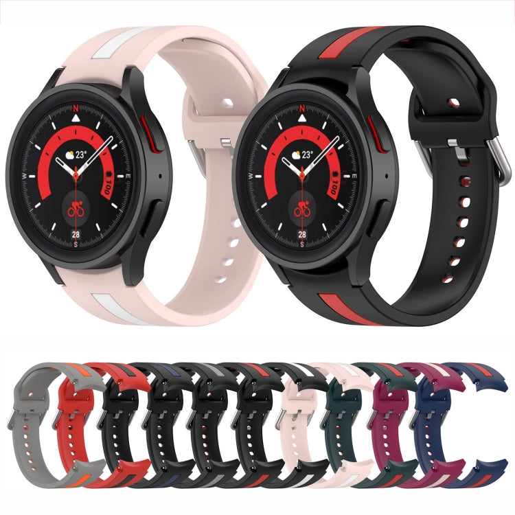Dây đồng hồ silicone sọc hai màu, dành cho Samsung Galaxy Watch5 / Watch5 Pro