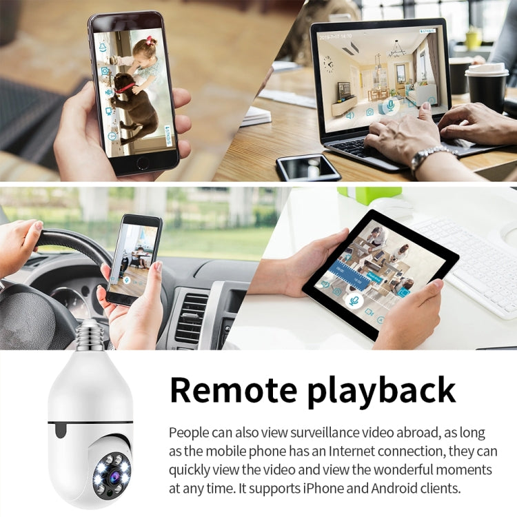 Camera WiFi bóng đèn HD 2MP A6 hỗ trợ phát hiện chuyển động/âm thanh hai chiều/tầm nhìn ban đêm/thẻ TF, Kèm thẻ nhớ 16G