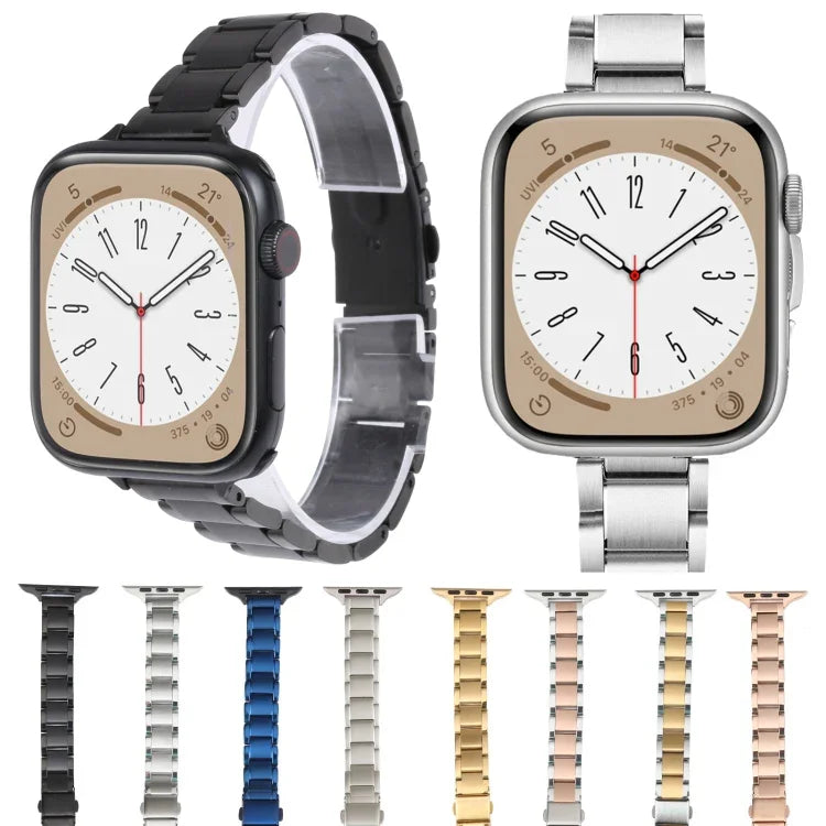 Dây đồng hồ kim loại ba hạt cho Apple Watch Series, 7 45mm / 6&SE&5&4 44mm / 3&2&1 42mm, 7 41mm / 6&SE&5&4 40mm / 3&2&1 38mm
