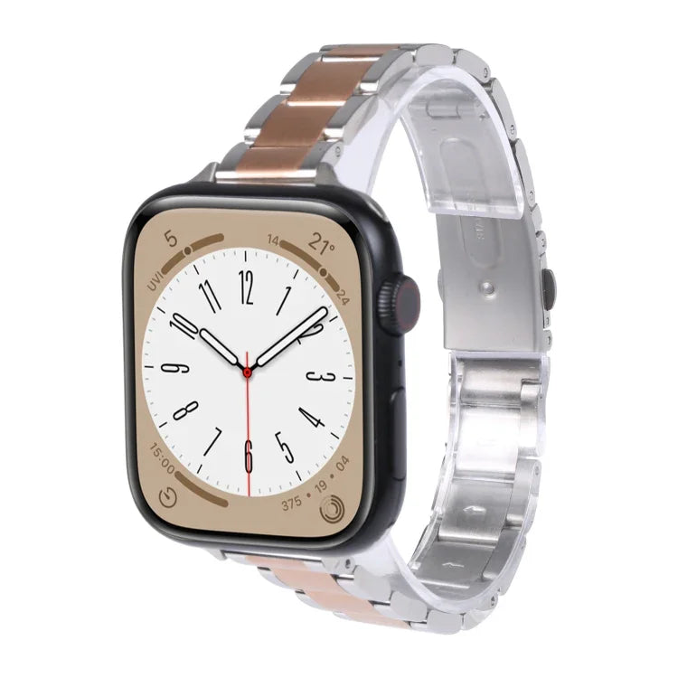 Dây đồng hồ kim loại ba hạt cho Apple Watch Series, 7 45mm / 6&SE&5&4 44mm / 3&2&1 42mm, 7 41mm / 6&SE&5&4 40mm / 3&2&1 38mm