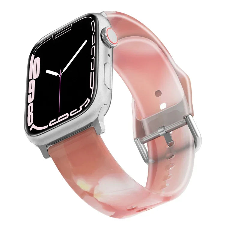 Dây đồng hồ silicone mờ trong suốt cho Apple Watch Series, 7 45mm / 6&SE&5&4 44mm / 3&2&1 42mm, 7 41mm / 6&SE&5&4 40mm / 3&2&1 38mm