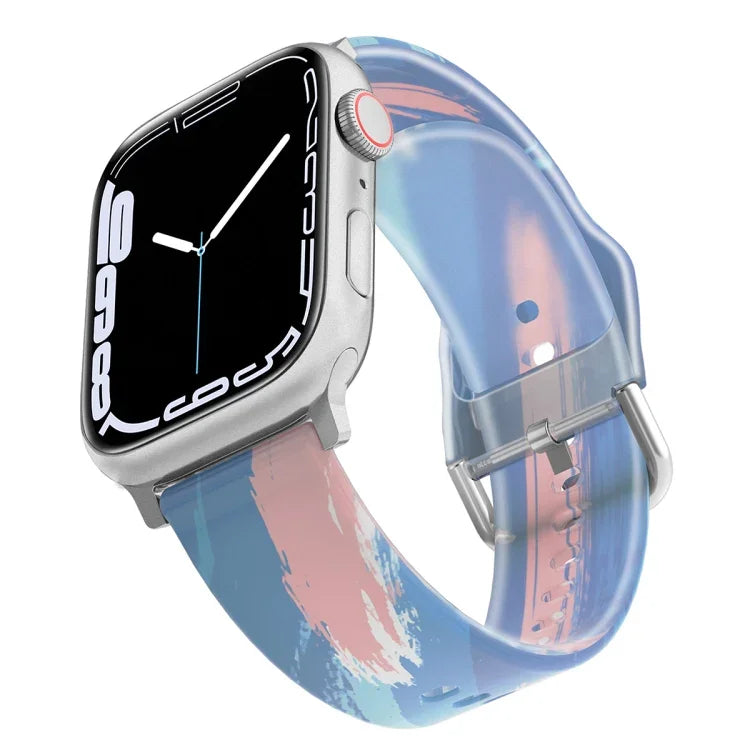 Dây đồng hồ silicone mờ trong suốt cho Apple Watch Series, 7 45mm / 6&SE&5&4 44mm / 3&2&1 42mm, 7 41mm / 6&SE&5&4 40mm / 3&2&1 38mm