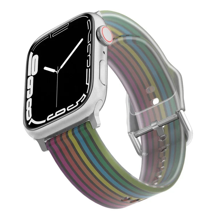 Dây đồng hồ silicone mờ trong suốt cho Apple Watch Series, 7 45mm / 6&SE&5&4 44mm / 3&2&1 42mm, 7 41mm / 6&SE&5&4 40mm / 3&2&1 38mm