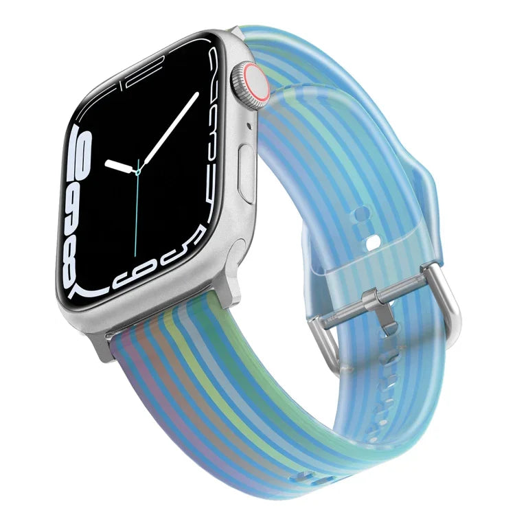 Dây đồng hồ silicone mờ trong suốt cho Apple Watch Series, 7 45mm / 6&SE&5&4 44mm / 3&2&1 42mm, 7 41mm / 6&SE&5&4 40mm / 3&2&1 38mm