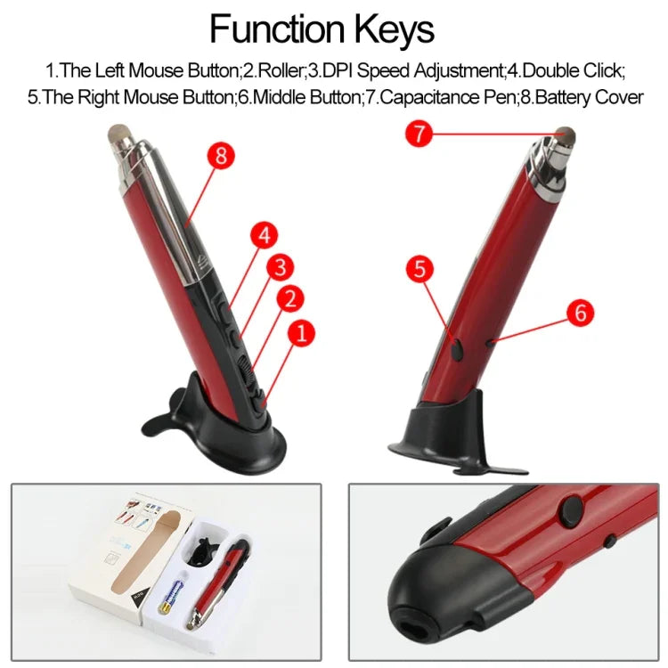 Bút chuột Bluetooth không dây đa chức năng PR-08, bút chuột cảm ứng, 4 phím (Trắng), 4 phím (Xanh dương), 4 phím (Xám), 4 phím (Đỏ), 4 phím (Đen)