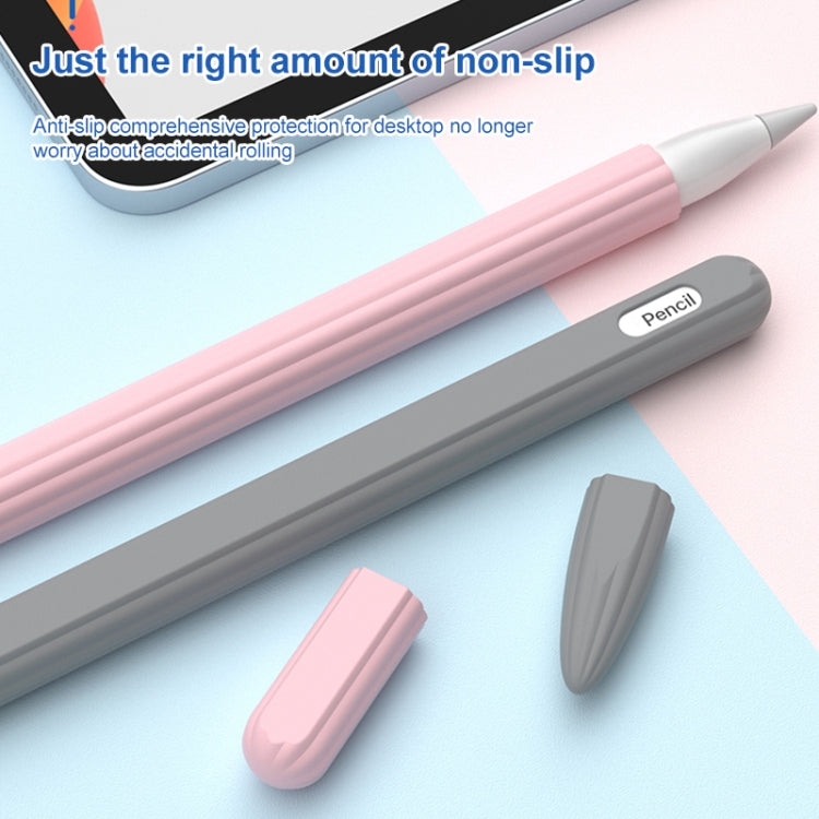 Ốp bút cảm ứng silicone lỏng sọc 3 trong 1 với hai nắp đầu bút, dành cho Apple Pencil 1, dành cho Apple Pencil 2