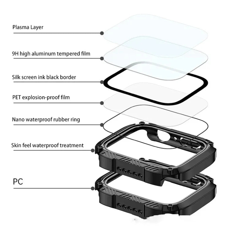 Ốp đồng hồ chống nước kính cường lực bảo vệ màn hình, Dành cho Apple Watch Series 9 / 8 / 7 45mm, Dành cho Apple Watch Series 9 / 8 / 7 41mm