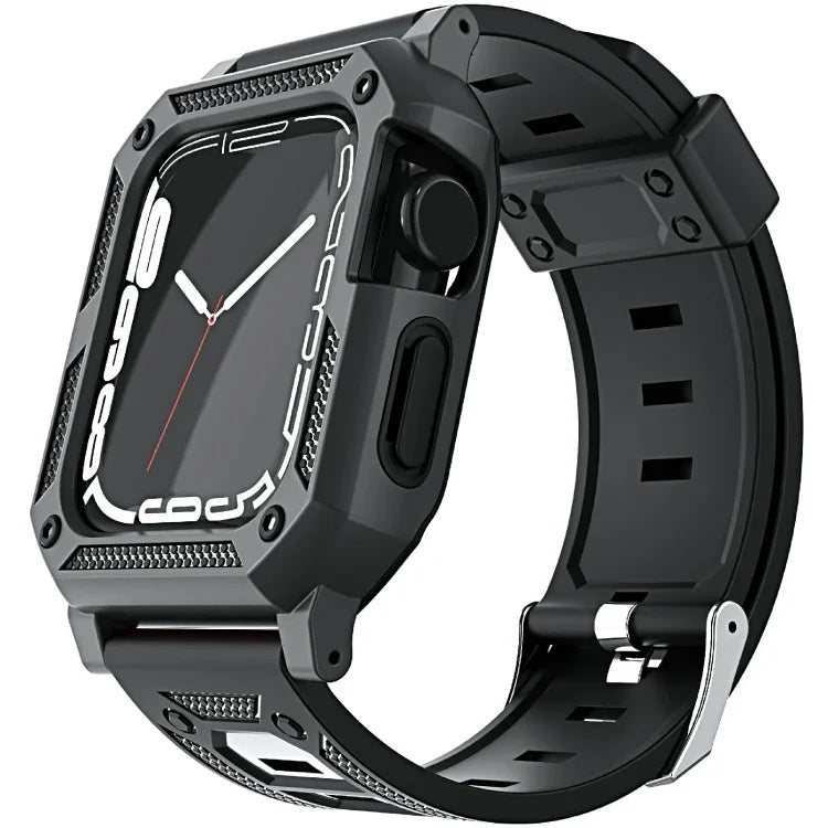 Bộ dây đồng hồ silicone quân đội + ốp đồng hồ, Dành cho Apple Watch Series 9/8/7 45mm, Dành cho Apple Watch Series 9/8/7 41mm