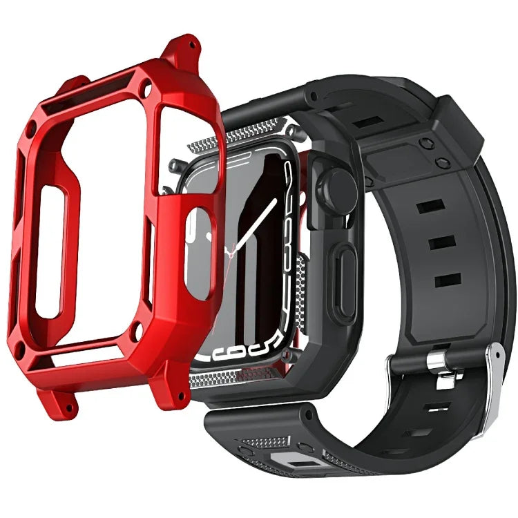 Bộ dây đồng hồ silicone quân đội + ốp đồng hồ, Dành cho Apple Watch Series 9/8/7 45mm, Dành cho Apple Watch Series 9/8/7 41mm