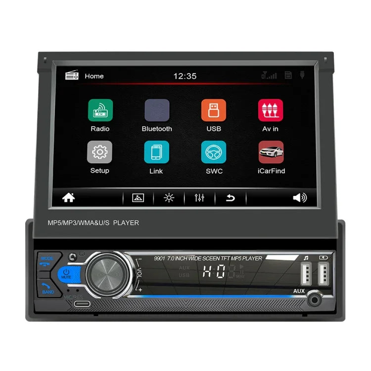 Máy nghe nhạc MP5 ô tô 7 inch 9901 có thể thu vào, hỗ trợ FM & Internet điện thoại di động, 9901