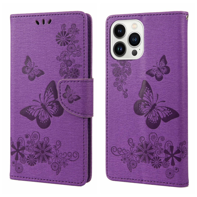 Butterfly Embossed Horizontal Flip Leather Phone Case, For iPhone 14, For iPhone 14 Plus, For iPhone 14 Pro, For iPhone 14 Pro Max