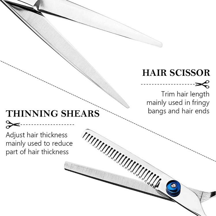 Professional Hair Cutting Thinning Scissor Hairdressing Flat Shear Scissors Kit, 2 PCS, 7 PCS, 12 PCS