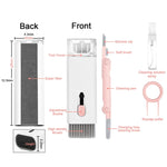 Bộ dụng cụ vệ sinh bàn phím máy tính và tai nghe Bluetooth 7 trong 1 Q6E, màu xanh dương và hồng