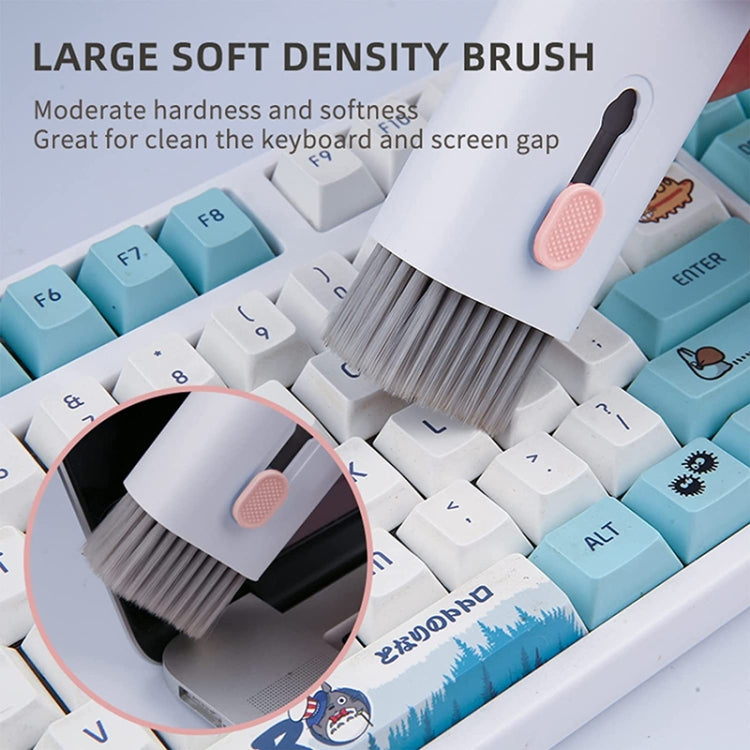 Bộ dụng cụ vệ sinh bàn phím máy tính và tai nghe Bluetooth 7 trong 1 Q6E, màu xanh dương và hồng