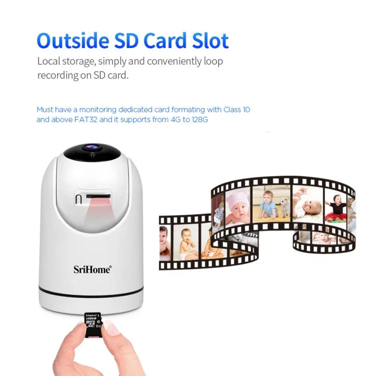 SriHome SH042 Camera Giám Sát Pan-tilt WiFi AI 2.0MP 1080P HD, SH042
