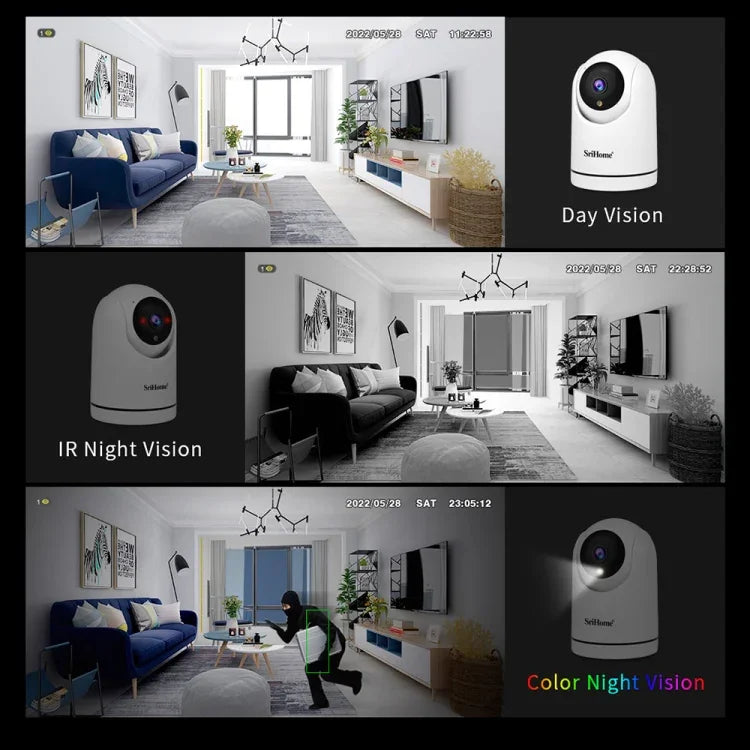 SriHome SH042 Camera Giám Sát Pan-tilt WiFi AI 2.0MP 1080P HD, SH042