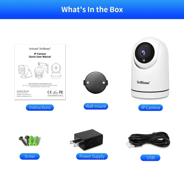 SriHome SH042 Camera Giám Sát Pan-tilt WiFi AI 2.0MP 1080P HD, SH042