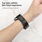 Dây đồng hồ da thật dệt trơn dành cho Samsung Galaxy Watch5 40mm / 44mm, khóa đen, khóa bạc
