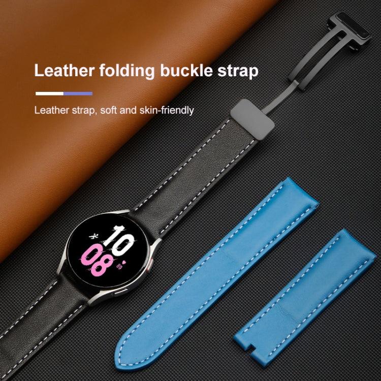Dây đồng hồ da thật dệt trơn dành cho Samsung Galaxy Watch5 40mm / 44mm, khóa đen, khóa bạc