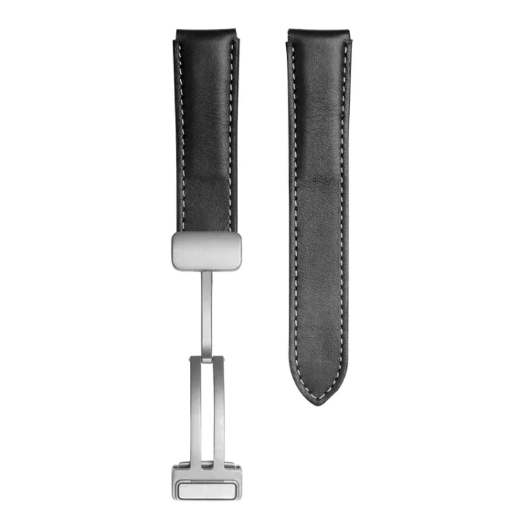 Dây đồng hồ da thật dệt trơn dành cho Samsung Galaxy Watch5 40mm / 44mm, khóa đen, khóa bạc