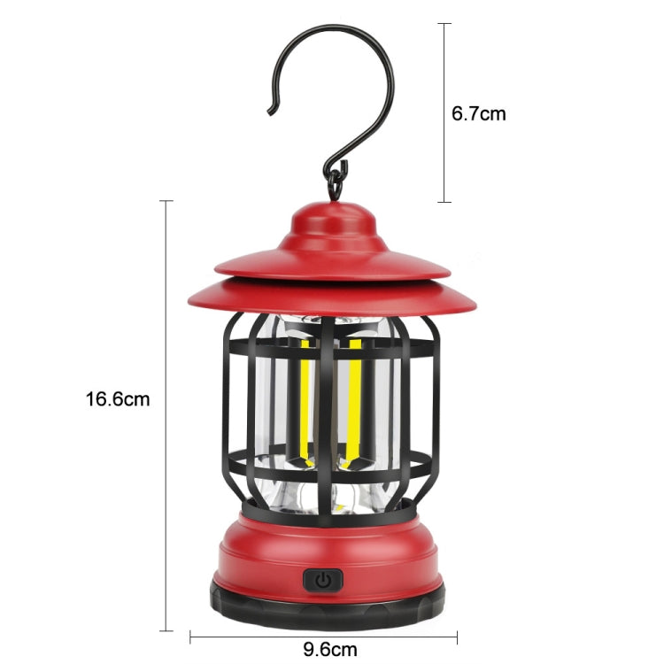 Đèn lồng treo phong cách cổ điển di động, đèn lều cắm trại, sạc USB, loại pin, không bao gồm pin