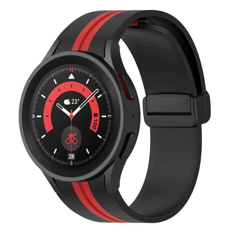 Dây đồng hồ silicone sọc hai màu, dành cho Samsung Galaxy Watch5 Pro