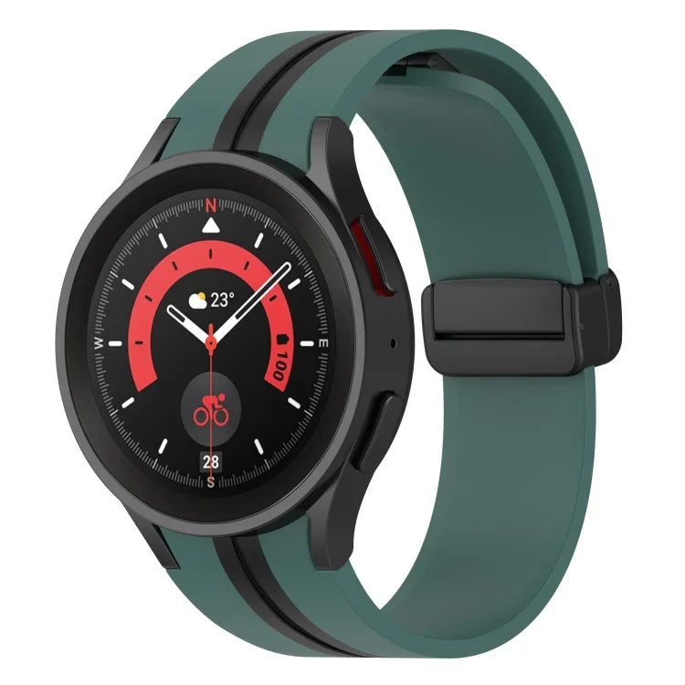 Dây đồng hồ silicone sọc hai màu, dành cho Samsung Galaxy Watch5 Pro