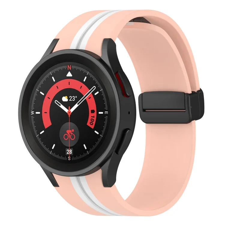 Dây đồng hồ silicone sọc hai màu, dành cho Samsung Galaxy Watch5 Pro