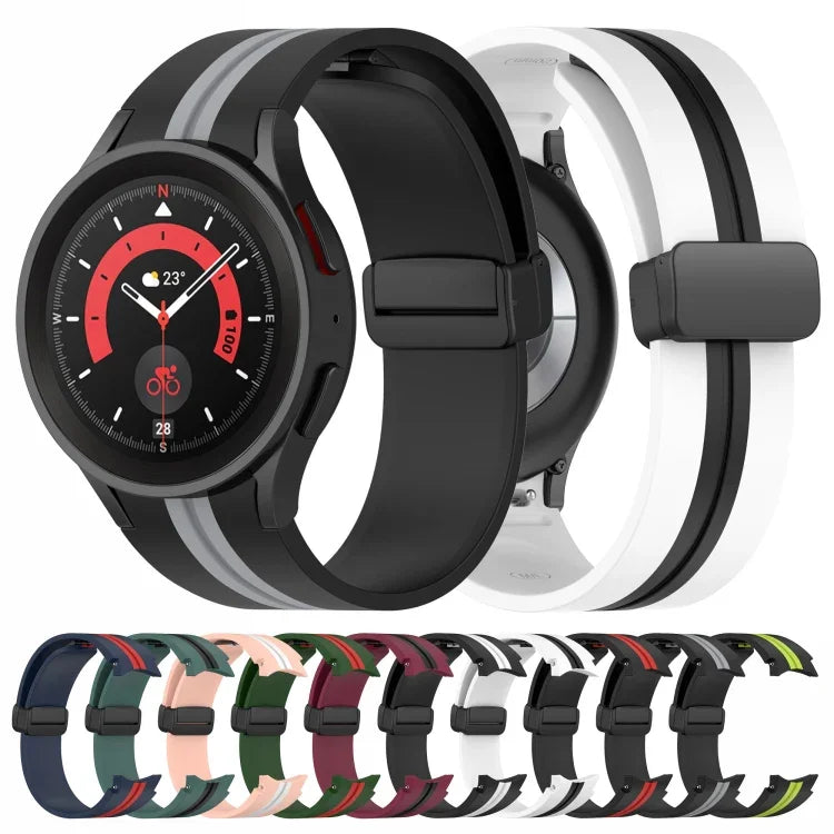 Dây đồng hồ silicone sọc hai màu, dành cho Samsung Galaxy Watch5 Pro