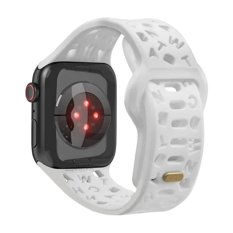 Dây đồng hồ silicone chữ cái tiếng Anh, Dành cho Apple Watch Ultra 49mm / Series 8&7 45mm / SE 2&6&SE&5&4 44mm / 3&2&1 42mm, Dành cho Apple Watch Series 8&7 41mm / SE 2&6&SE&5&4 40mm / 3&2&1 38mm