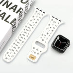 Dây đồng hồ silicone chữ cái tiếng Anh, Dành cho Apple Watch Ultra 49mm / Series 8&7 45mm / SE 2&6&SE&5&4 44mm / 3&2&1 42mm, Dành cho Apple Watch Series 8&7 41mm / SE 2&6&SE&5&4 40mm / 3&2&1 38mm
