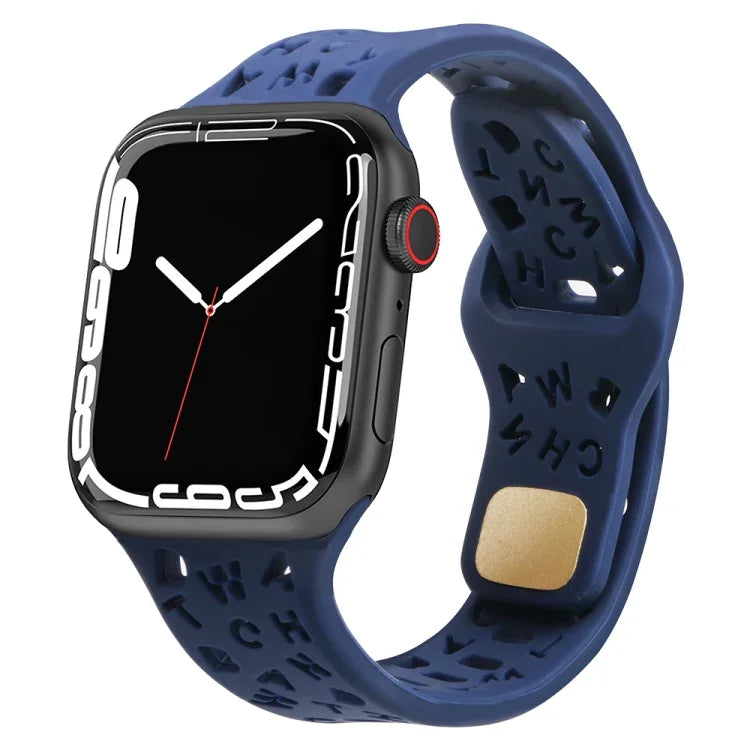 Dây đồng hồ silicone chữ cái tiếng Anh, Dành cho Apple Watch Ultra 49mm / Series 8&7 45mm / SE 2&6&SE&5&4 44mm / 3&2&1 42mm, Dành cho Apple Watch Series 8&7 41mm / SE 2&6&SE&5&4 40mm / 3&2&1 38mm