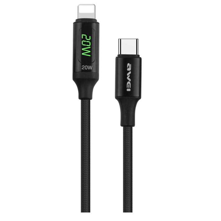 awei CL-123L Cáp dữ liệu sạc nhanh hiển thị kỹ thuật số USB-C / Type-C sang 8Pin 1m, CL-123L