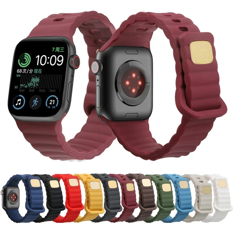 Dây đồng hồ silicone khóa cài ngược, cho Apple Watch Ultra 49mm / Series 8&7 45mm / SE 2&6&SE&5&4 44mm / 3&2&1 42mm, cho Apple Watch Series 8&7 41mm / SE 2&6&SE&5&4 40mm / 3&2&1 38mm
