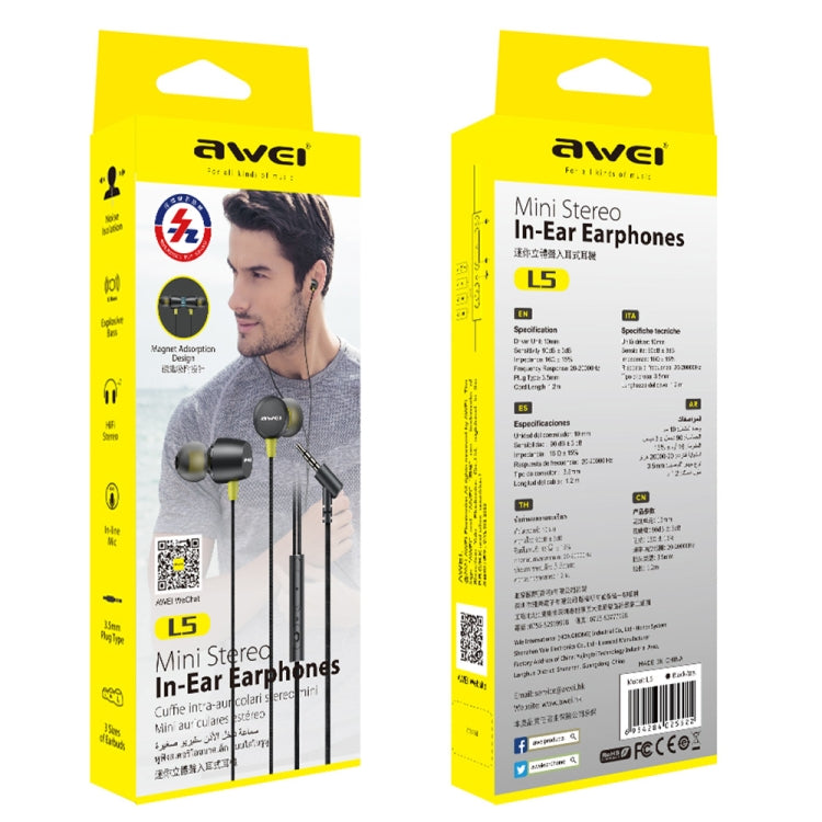 Tai nghe nhét tai stereo mini 1.2m awei L5, L5