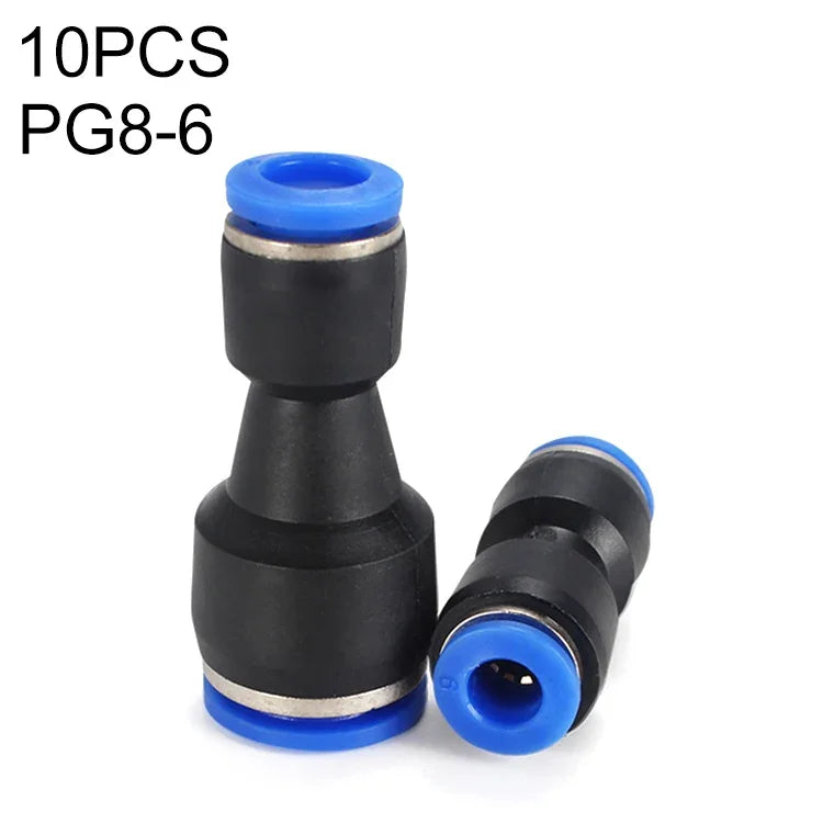 LAIZE 10 chiếc đầu nối nhanh khí nén giảm nhựa thẳng, PG6-4, PG8-4, PG8-6, PG10-6, PG10-8, PG12-8, PG12-10, PG16-12