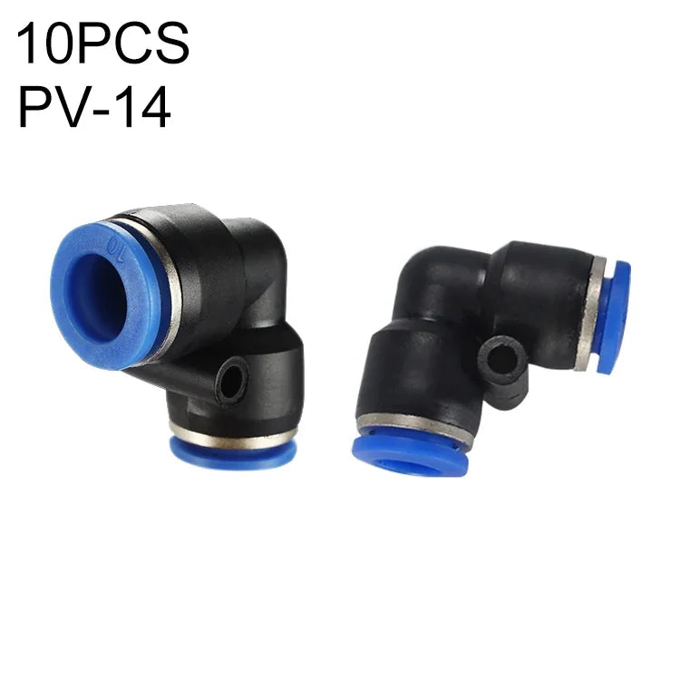 LAIZE 10 cái đầu nối nhanh nhựa chữ L khí nén, PV-4, PV-6, PV-8, PV-10, PV-12, PV-14, PV-16