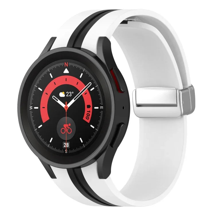 Dây đồng hồ silicone khóa bạc hai màu, cho Samsung Galaxy Watch 5 Pro