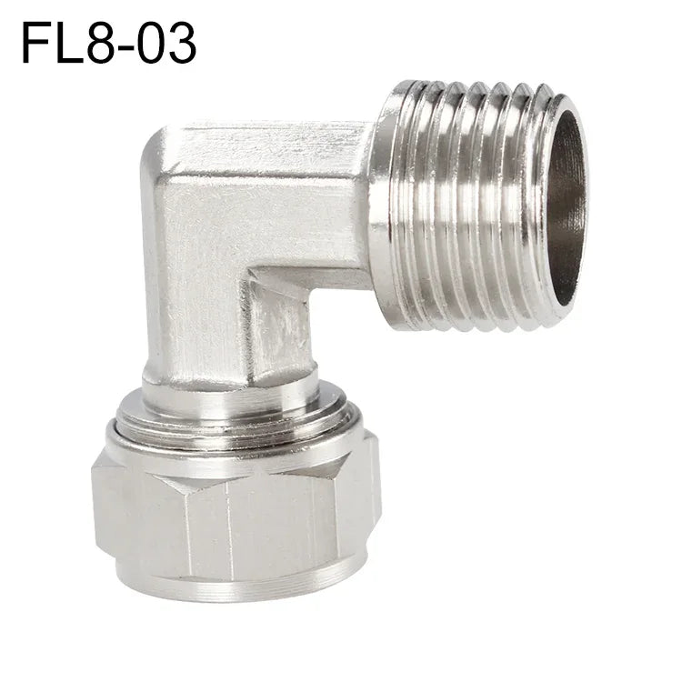 LAIZE Nickel Plated Copper Trachea Quick Fitting Twist Elbow Lock Female Connector, FL8-03, FL8-04, FL10-03, FL10-04, FL12-02, FL12-03, FL12-04