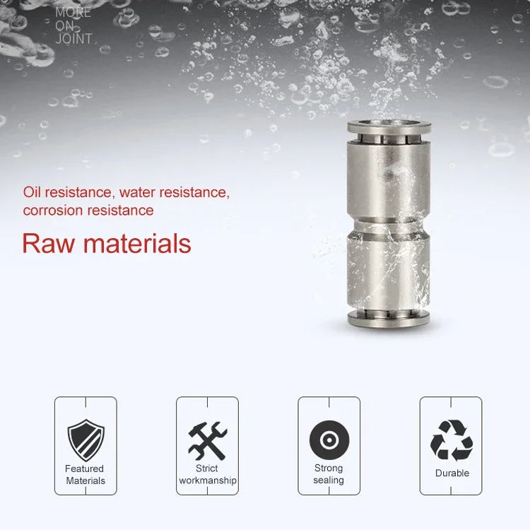 Đầu nối nhanh thẳng khí nén ống đồng mạ niken LAIZE, PU-4, PU-6, PU-8, PU-10, PU-12, PU-14, PU-16