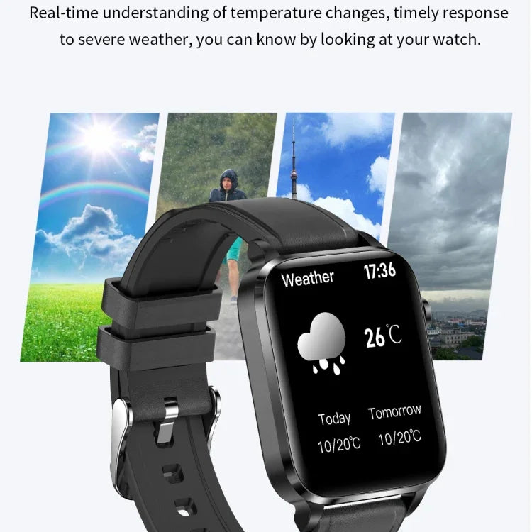 Đồng hồ thông minh F100 màn hình vuông HD 1.7 inch dây TPU Hỗ trợ theo dõi nhiệt độ cơ thể / oxy trong máu, Dây TPU (Đen), Dây TPU (Đỏ), Dây TPU (Xanh dương)