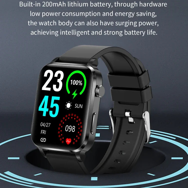 Đồng hồ thông minh F100 màn hình vuông HD 1.7 inch dây TPU Hỗ trợ theo dõi nhiệt độ cơ thể / oxy trong máu, Dây TPU (Đen), Dây TPU (Đỏ), Dây TPU (Xanh dương)