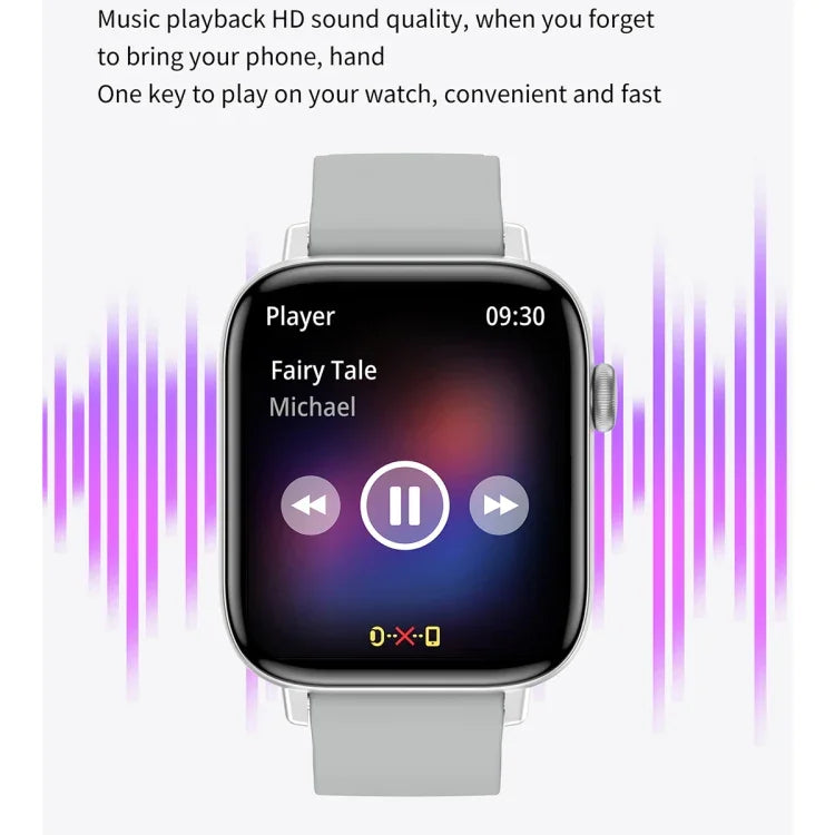 Đồng hồ thông minh T49 màn hình vuông HD 1.9 inch Hỗ trợ theo dõi nhịp tim / Gọi Bluetooth