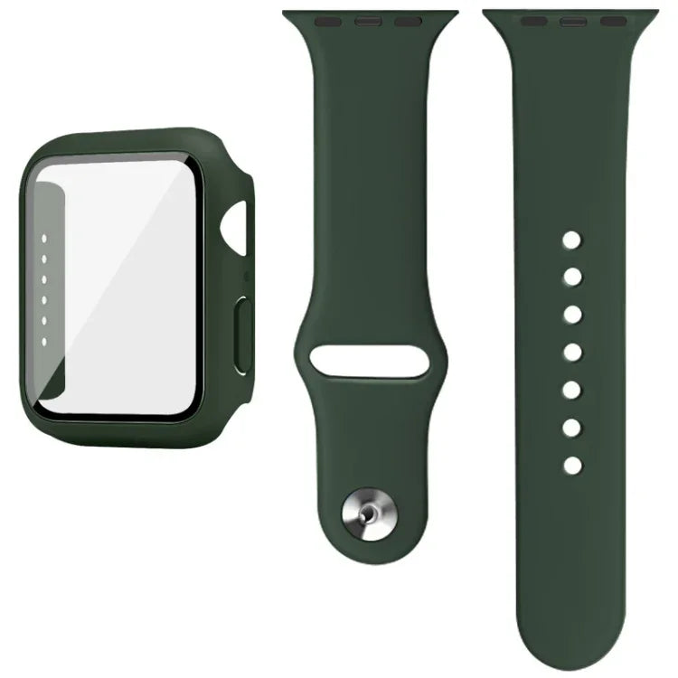 Dây đồng hồ silicone imak khung PC kèm kính cường lực, dành cho Apple Watch SE 2022 40mm, dành cho Apple Watch SE 2022 44mm