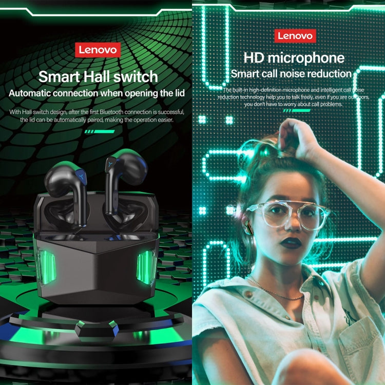 Tai nghe chơi game thể thao Bluetooth không dây chống nước giảm ồn Lenovo GM5 TWS kèm mic, GM5