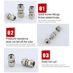 Bộ 2 đầu nối nhanh thẳng khí nén ống đồng mạ niken LAIZE PM-4, PM-4 (2 cái), PM-6 (2 cái), PM-8 (2 cái), PM-10 (2 cái), PM-12, PM-14, PM-16