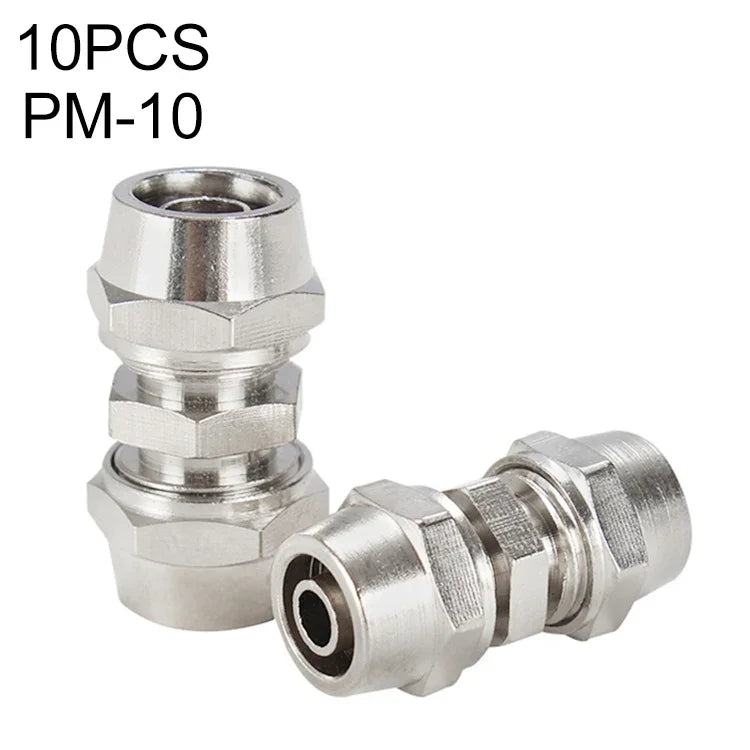 Bộ 2 đầu nối nhanh thẳng khí nén ống đồng mạ niken LAIZE PM-4, PM-4 (2 cái), PM-6 (2 cái), PM-8 (2 cái), PM-10 (2 cái), PM-12, PM-14, PM-16