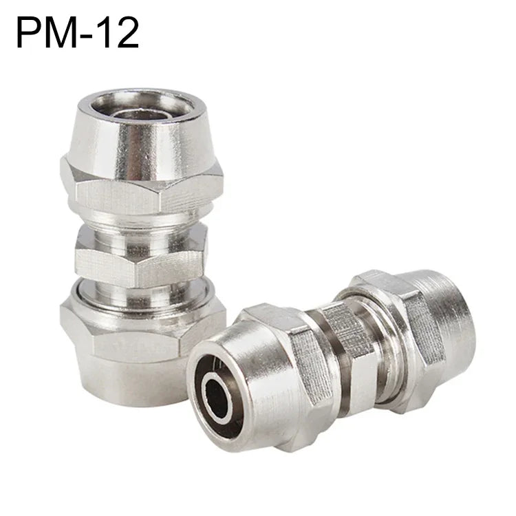 Bộ 2 đầu nối nhanh thẳng khí nén ống đồng mạ niken LAIZE PM-4, PM-4 (2 cái), PM-6 (2 cái), PM-8 (2 cái), PM-10 (2 cái), PM-12, PM-14, PM-16